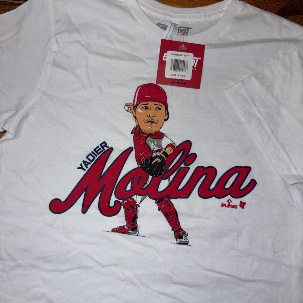 Yadier Molina T-Shirt Youth Large‎ White St. Louis Cardinals Graphic T BreakingT